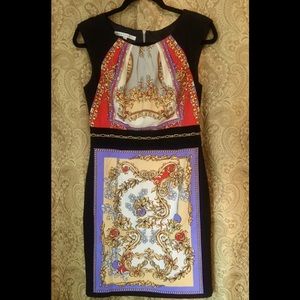 Maggie London Multi Colored Retro Shift Dress. 8